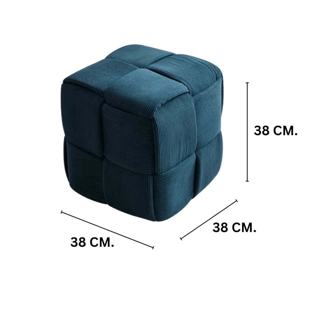 สตูลผ้าลูกฟูก MY DOLLS HOUSE COZY CUBE 38 ซม. สีน้ำเงินอมเขียว